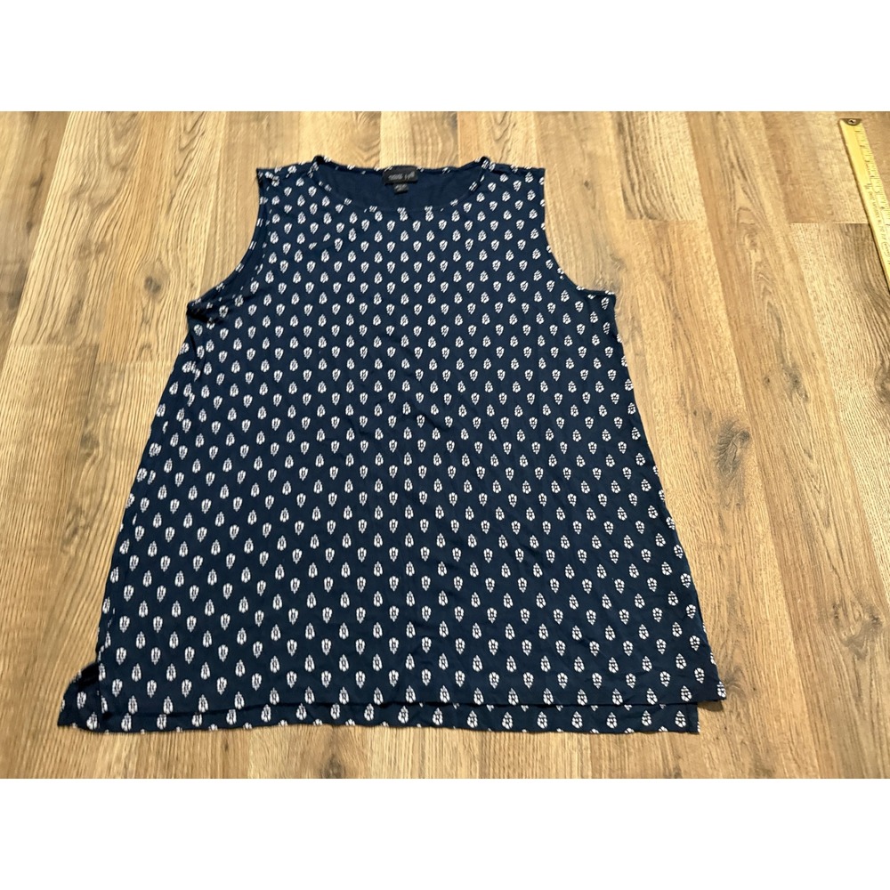 J. Jill Shirts Women Large Blue Weave Collection Geometric Sleeveless